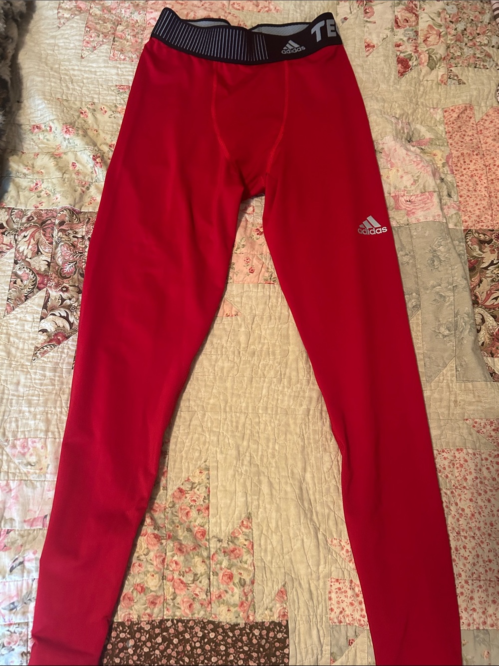 Adidas Men Red Compression Tights